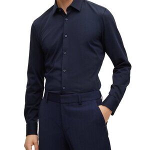 Hugo Boss Men's Slim-Fit Jersey Stretch-Cotton Dress Shirt Size 16 1/2
